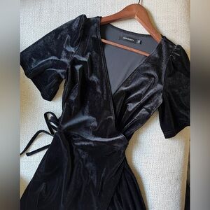 Black Velvet Wrap Dress